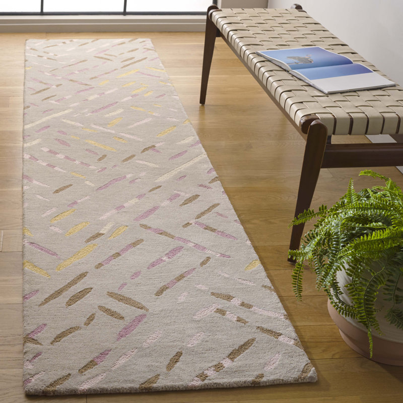 Tapis taupe / rose Metro 252, Tapis de couloir 2 pi 3 po x 9 pi