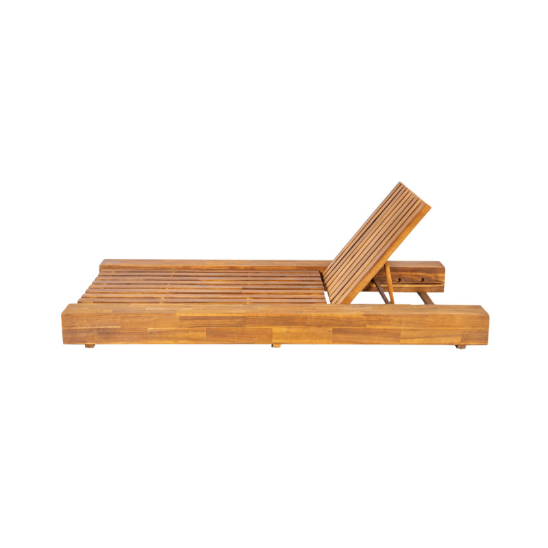 Méridienne d'extérieur 39 po Donnie, Cadre en teck sablé / Coussin crème, 2