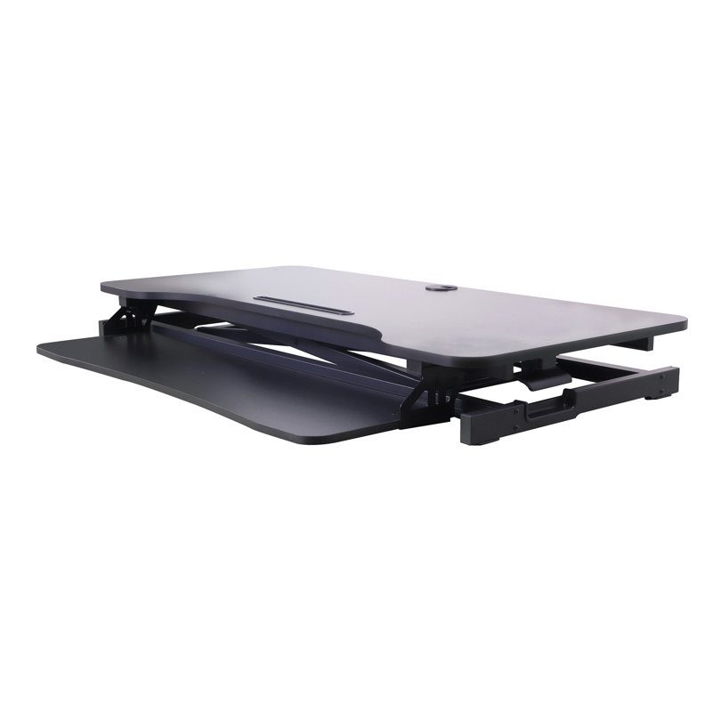  Grand élévateur de bureau à hauteur réglable noir 43 po avec fente pour tablette et plateau pour clavier profond