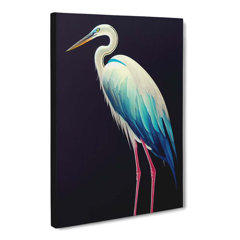 Heron Bird Cyberpunk - Wall Art, 50cm H x 35cm W x 3cm D, Canvas