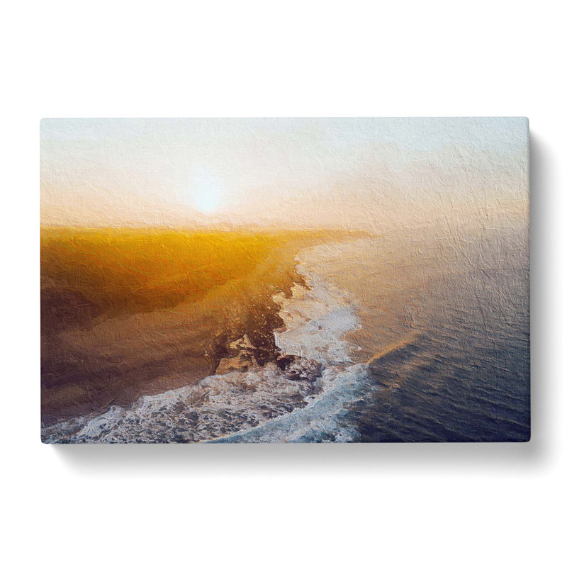 Sunrise Over A Beach In France - Wrapped Canvas Painting, 35cm H x 50cm W x 3cm D