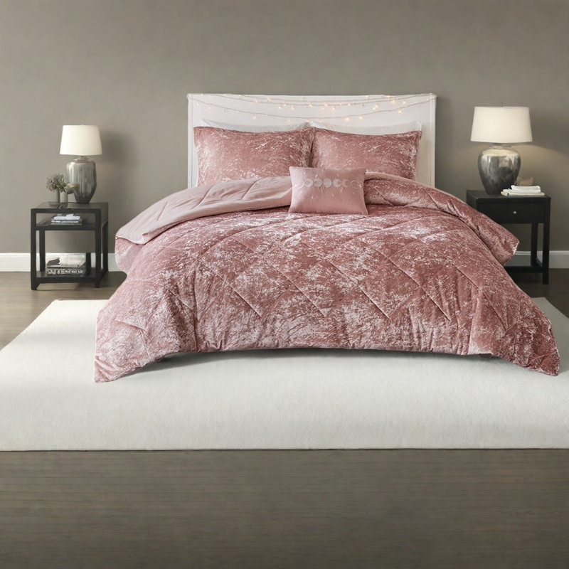 Ensembles de literie en velours luxueux, confort moderne rosé de polyester, chambre à coucher