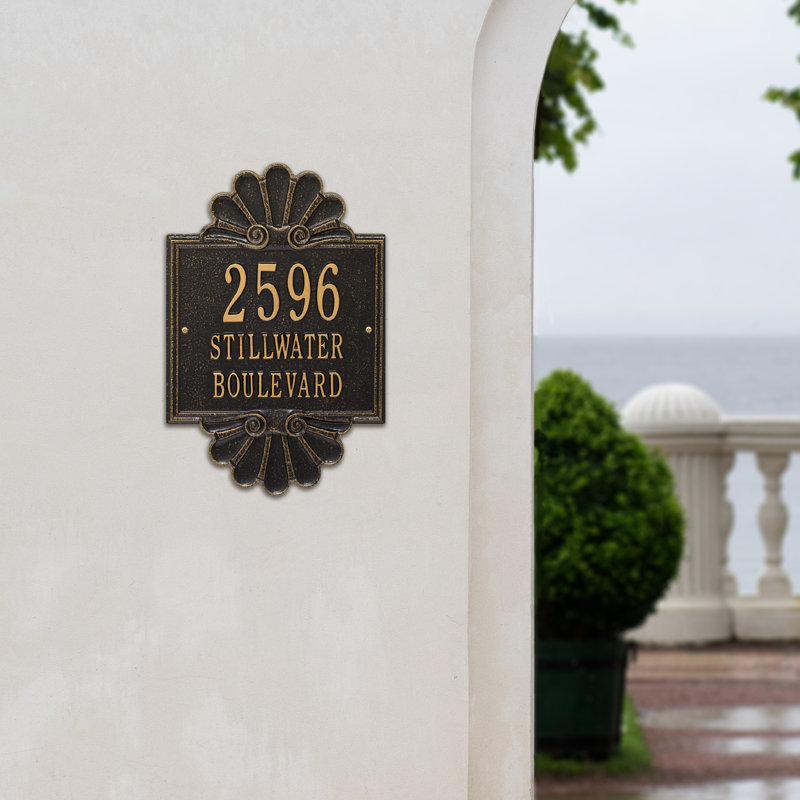 Signature Series 3-Line Wall Address Plaque, Black, Gold, Yes
