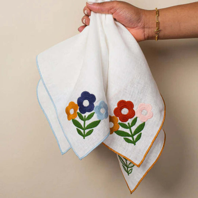 Floral Square Napkins, Blue