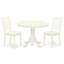Ensemble de table de salle à manger 5 pièces comprenant une table de cuisine ronde avec piédestal et 4 chaises en lin, blanc lin-631015544-631015543