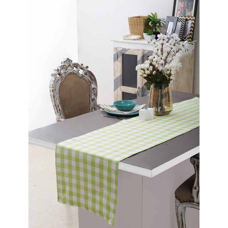 Chemin de table Alicio, Vert / blanc, 16 po x 72 po