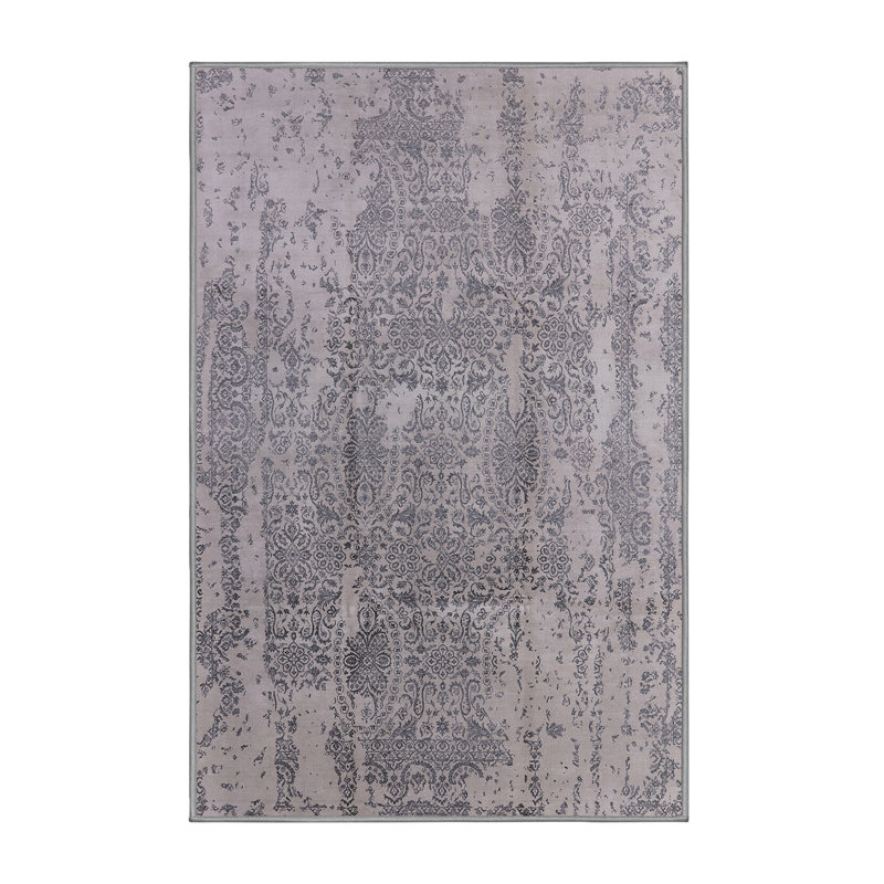 Tapis floral gris / ivoire, Rectangle 7 pi x 9 pi