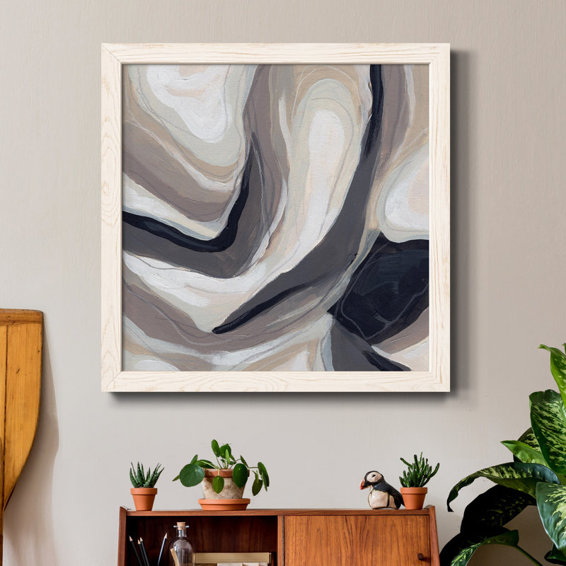 Stone Ripple III - Toile encadrée de qualité supérieure - prête à être accrochée, Cadre blanc, H 17 po x l 17 po x P 1,5 po