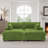 3 - Piece Upholstered Light Gray Faux Rabbit Fur Flannel Reversible Modular Sofa Living Room Sectional Couch with Ottoman-1401125660-1401125648