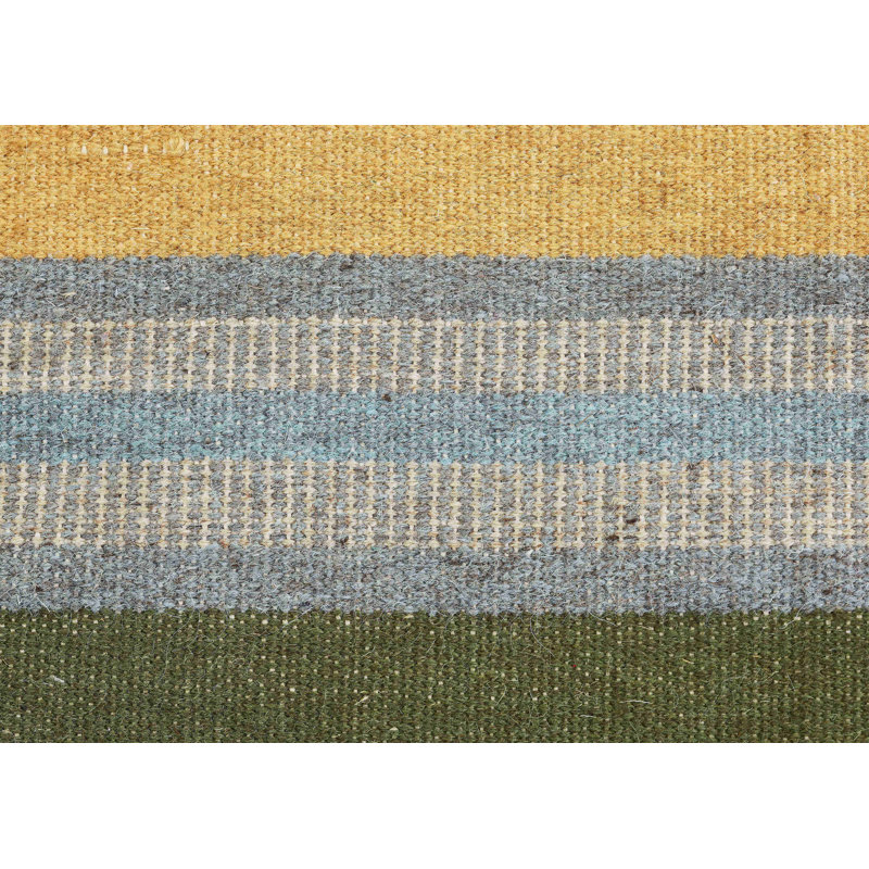 Tapis bleu en laine handwoven à tissage plat Lamere