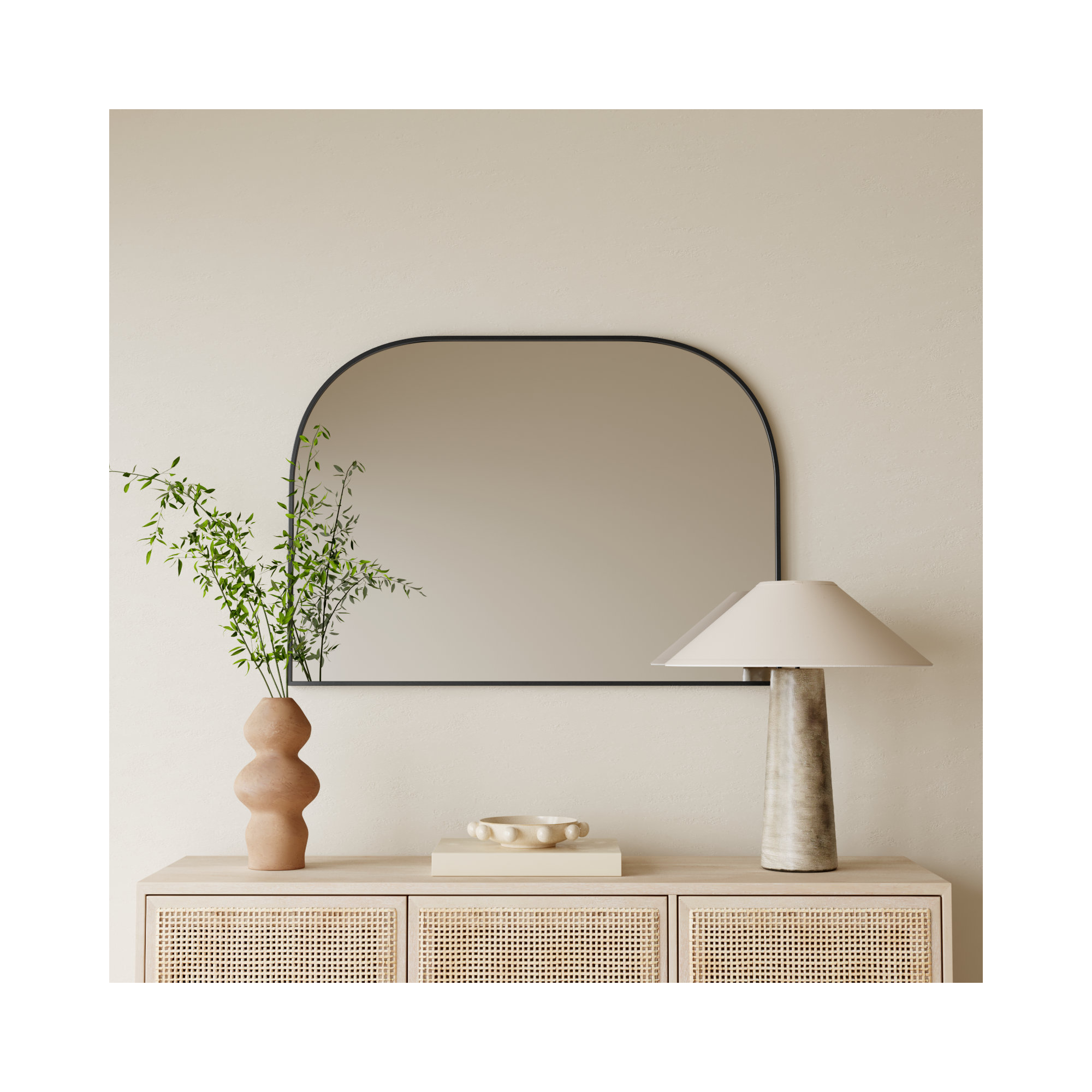 Sabine Metal Wide Arch Wall Mirror, 30" x 42", Black