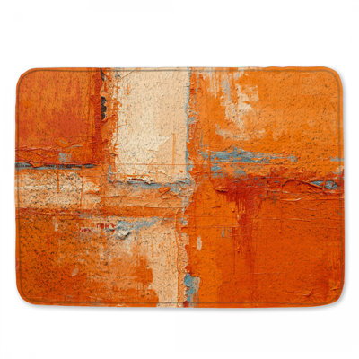 Tapis de bain texturé abstrait orange