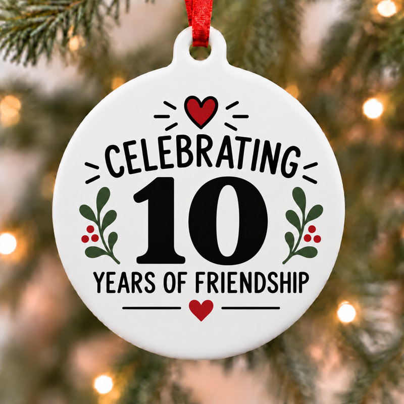 Ornement de Noël célébrant 10 ans d'amitié