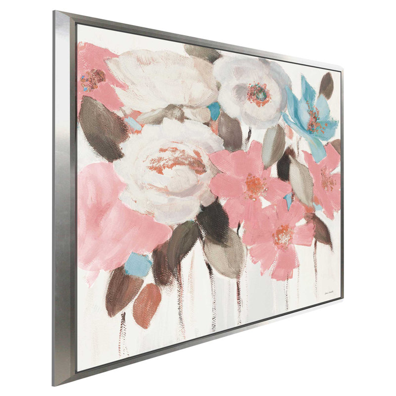 «Spring Promise of Giverny I», reproduction de peinture acrylique, H 24 po x l 24 po x P 2 po, Cadre flottant argent