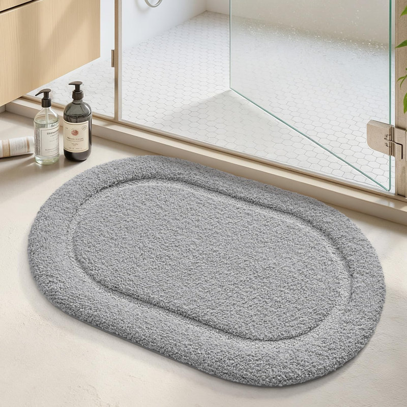 Non-Slip Bath Rug, 61cm W x 91cm L, Light Grey