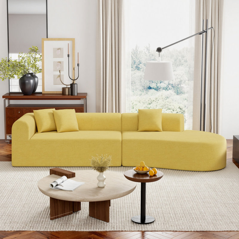 Sofa, Yellow Chenille