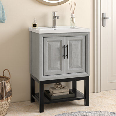 Meuble-lavabo simple 24 po avec plateau en céramique Gadsden