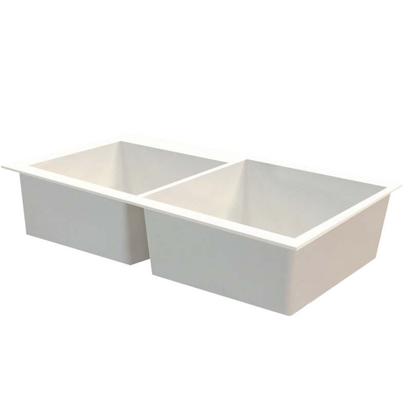 Évier de cuisine à double cuve encastré 33 po x 19 po, Blanc