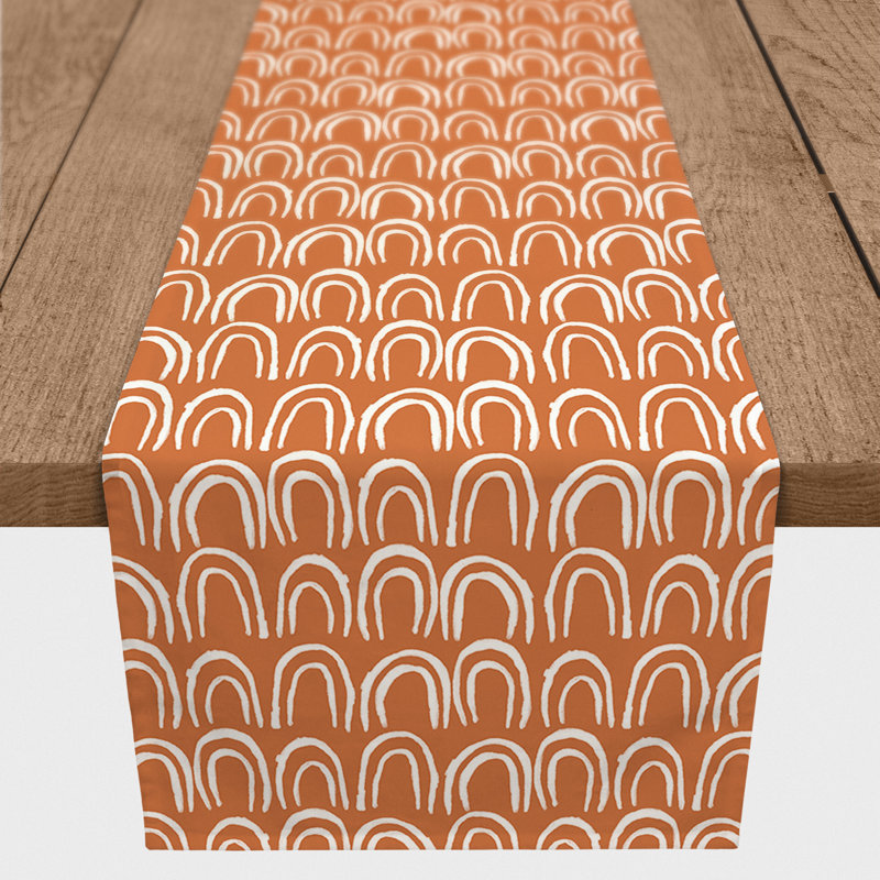 Chemin de table Maribeth, 90 po x 16 po, Orange, Géométrique 2