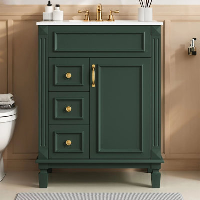 Ensemble de meuble-lavabo simple autoportant 24 po avec plateau en céramique 24 po