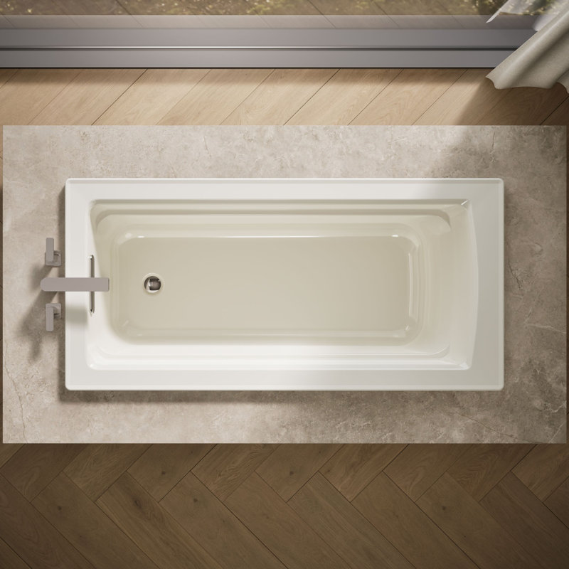 Archer 66" x 32" Drop In Soaking Acrylic Bathtub, Biscuit