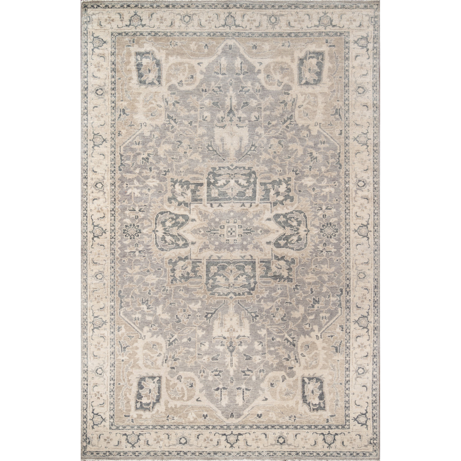 Lucy Gray Hand-Knotted Wool Oriental Rug, Rectangle 7'6" x 9'6"