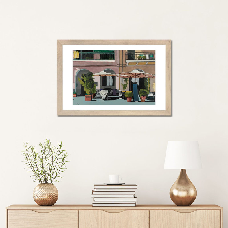 Imperia, Italie, Papier avec cadre en bois naturel ouvert, Blanc, H 16 po x l 24 po x P 1 po