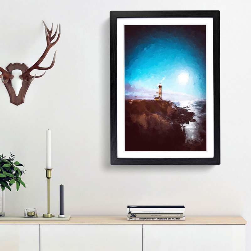 Pigeon Point Lighthouse - Picture Frame Graphic Art Print, 65cm H x 48cm W x 2cm D, Black Framed