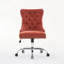Fauteuil de bureau chenille capitonné à boutons avec base en métal chromé, chaise de bureau pivotante réglable-882612691-879119216