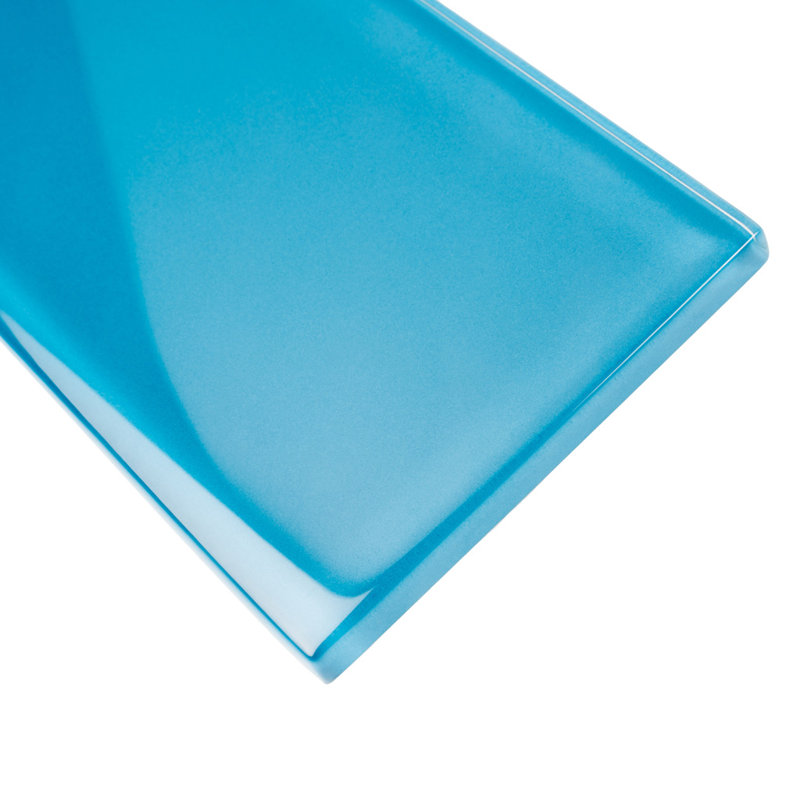 Carrelage mural de style brique en verre 3 "X 12", Bleu océan