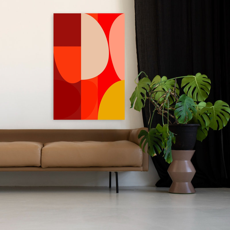 Art contemporain abstrait géométrique coloré, H 48 po x l 32 po