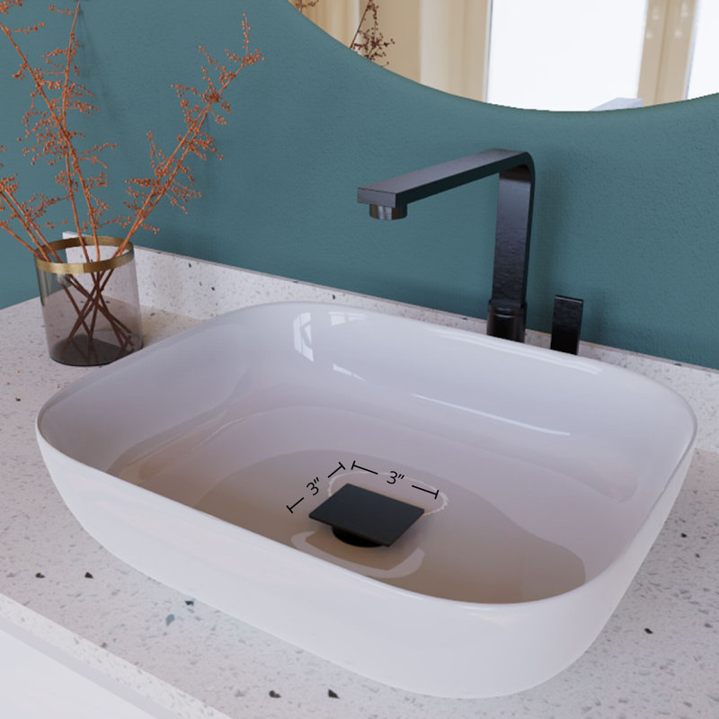 DAX Square Brass Vanity Sink Pop-up Drain, No, Polished Chrome