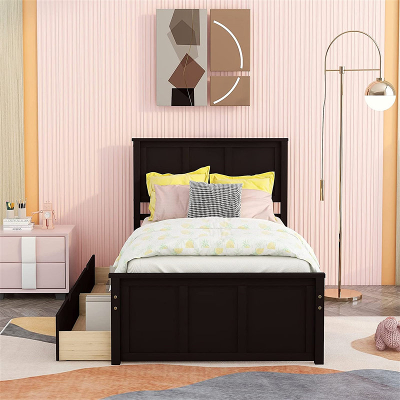 Standard Bed with Drawers, Espresso