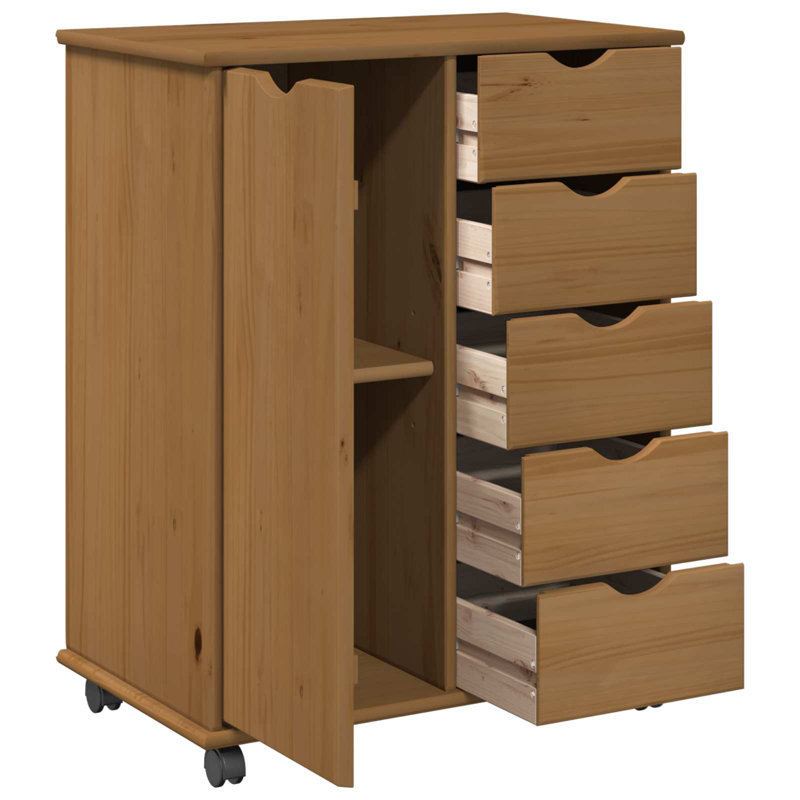 Solid Wood Rectangle Accent Cabinet, Honey Brown