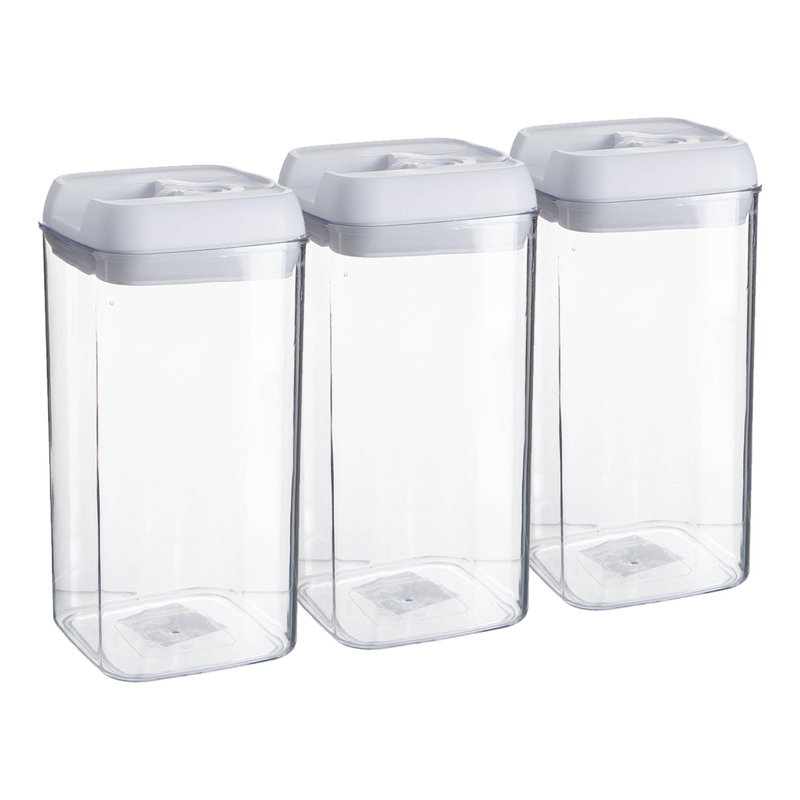 Argon Tableware - Food Storage Containers with Flip Lock Lid - Set of 6, 20.5cm H x 10cm W x 10cm D, White