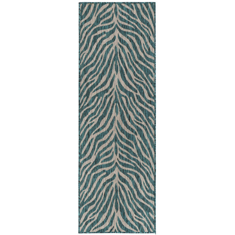 Outdoor Joyous Rug Green-Blue Color, Runner 2' x 6'