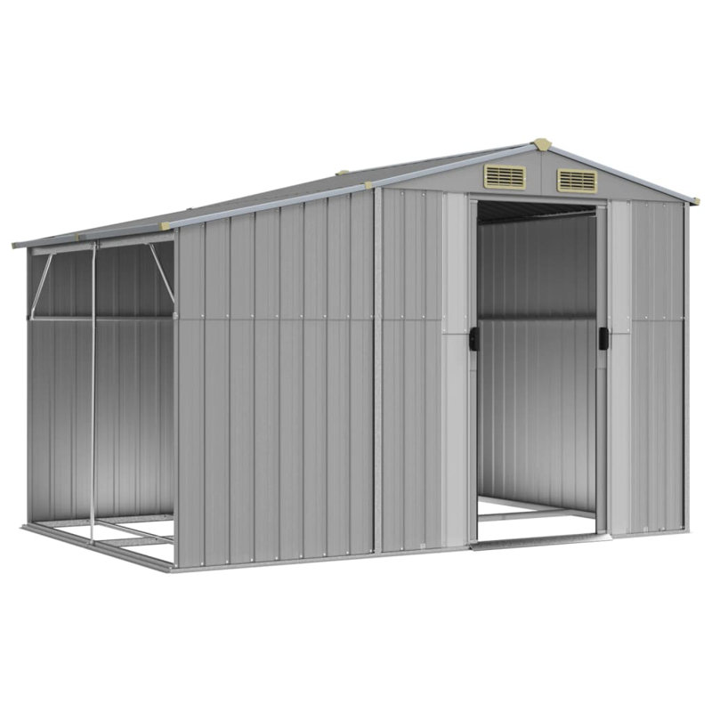 Brason Garden Shed 277x192.5x179 cm Galvanised Steel, Grey