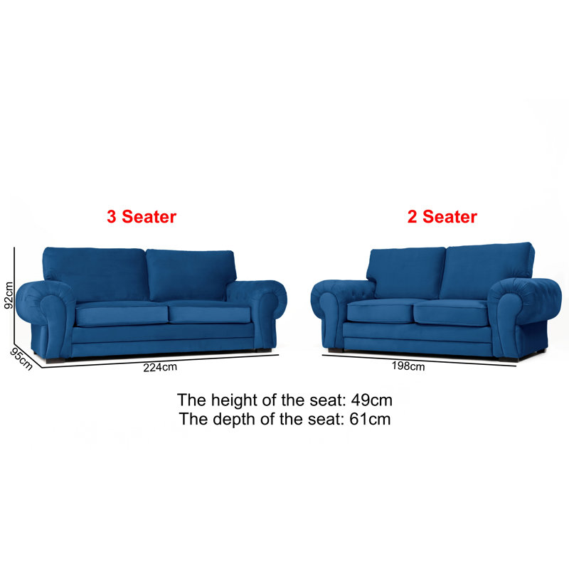 Fonda 2 - Piece Velvet Living Room Set, Marine