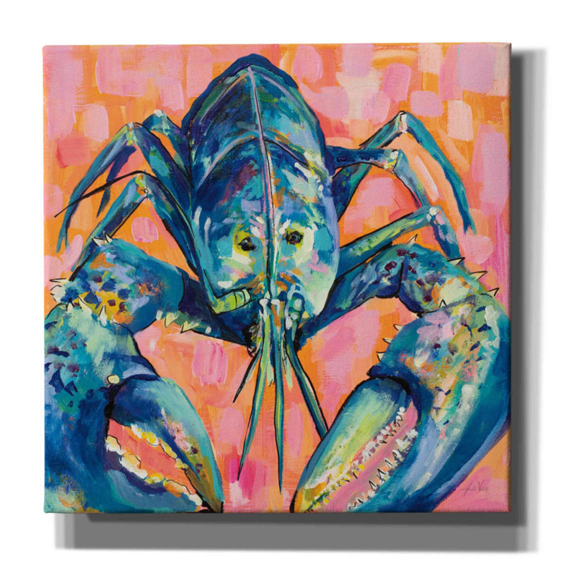 «Lilly Lobster I» par Jeanette Vertentes, art mural sur toile, H 12 po x l 12 po x P 0,75 po
