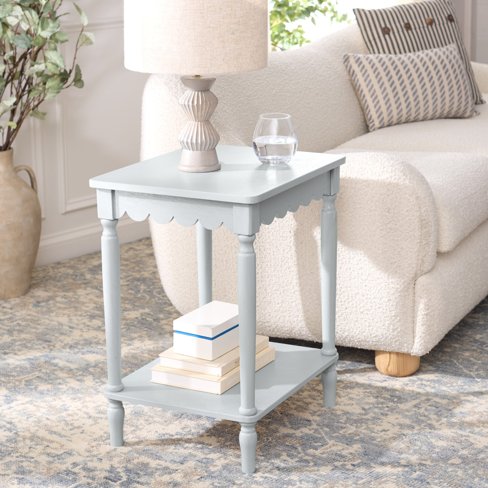 Branden 19" Pine End Table, Winter Sky