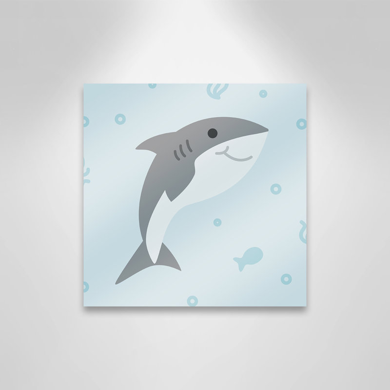 «Happy Shark», impression sur papier, H 24 po x l 24 po x P 1,5 po, Canevas