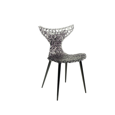 DAINTE Stitch Wing Back Parsons Chair – Modern Ocean-Inspired Dining Chair with Light Reflecting Finish, Luxury Designer Accent Chair