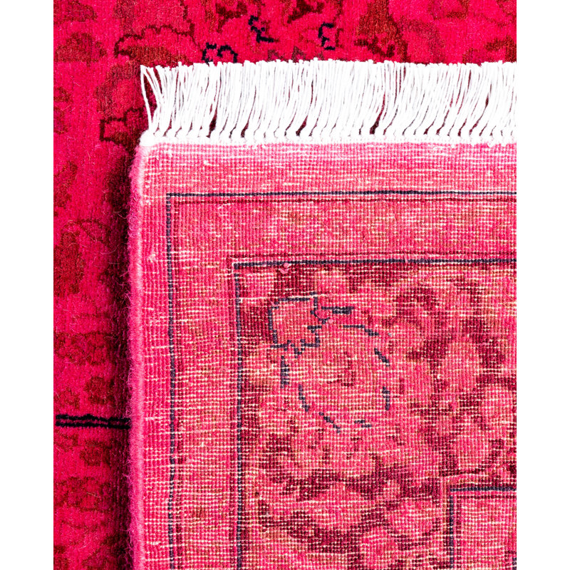 Overdyed Hand-Knotted Wool Modern-Contemporary Pink Runner 3' 0" x 8' 0"