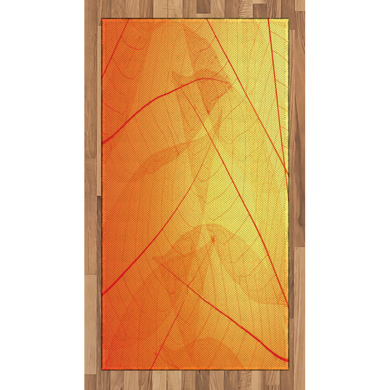 Tapis décoratif orange à haute densité de fibres longues en polyester, Rectangle 2 pi 7 po x 5 pi
