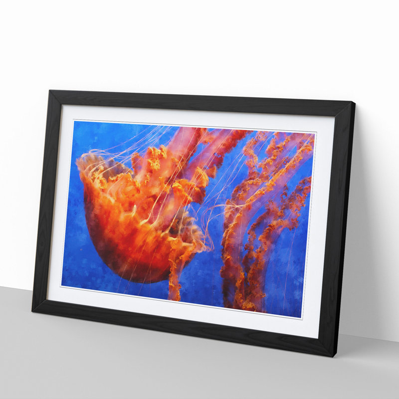 Jellyfish Vol.2 - Picture Frame Painting, 27cm H x 36cm W x 2cm D, Black