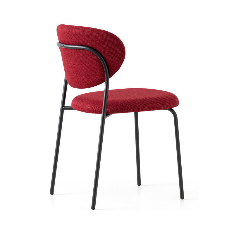 Cozy Upholstered Chair with Metal Frame, Burgundy, Matt Black