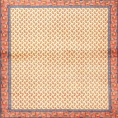 Tapis géométrique beige / rouge