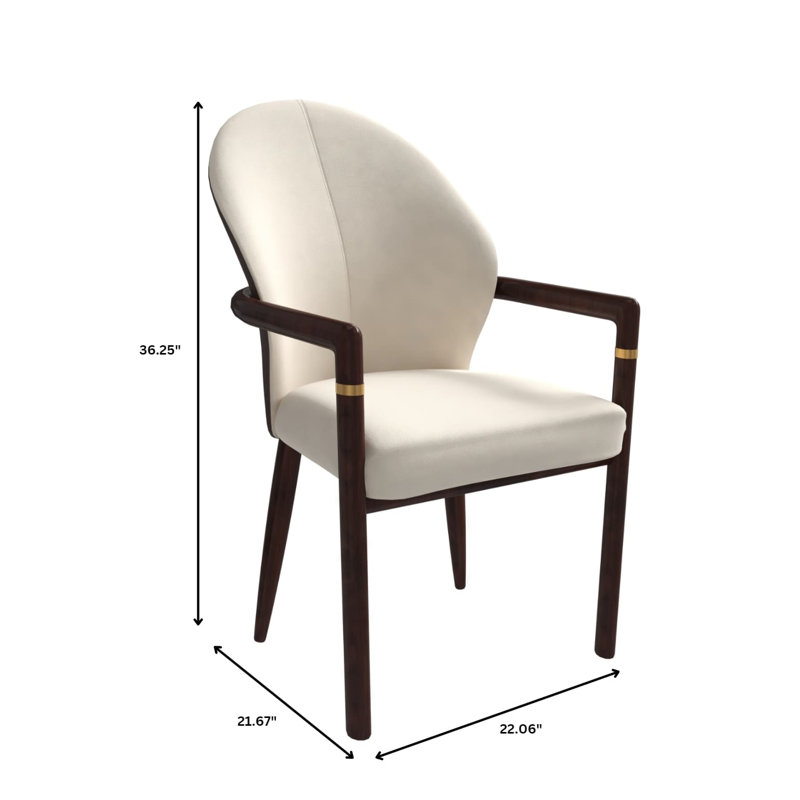 Kavonna Upholstered Dining Chair Ergonomic Armchair With Rubberwood Base And Gold Accents Kavonna Series, Brown Cream