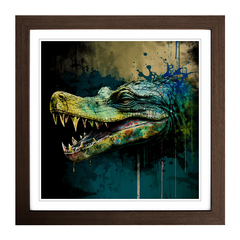 Alligator Grunge Art - Framed Print, Walnut