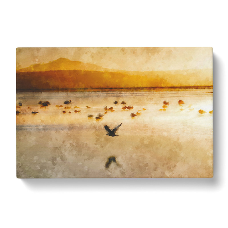 Birds On The Beach Painting - Wrapped Canvas, 60cm H x 91cm W x 3cm D